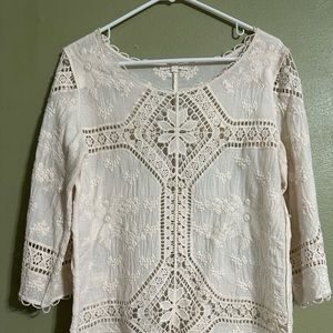 Selling this beautiful cream color shirt with lace